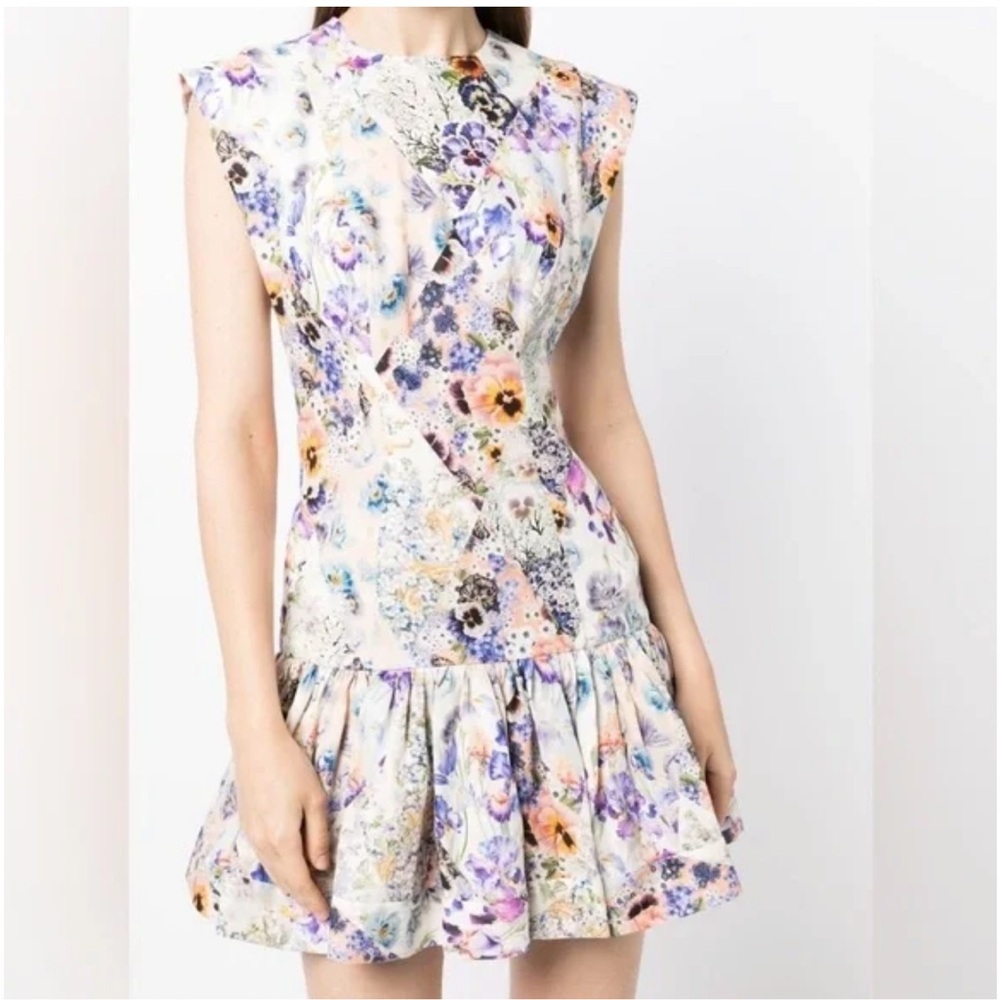Zimmermann Multicolor Floral Linen Mini Dress